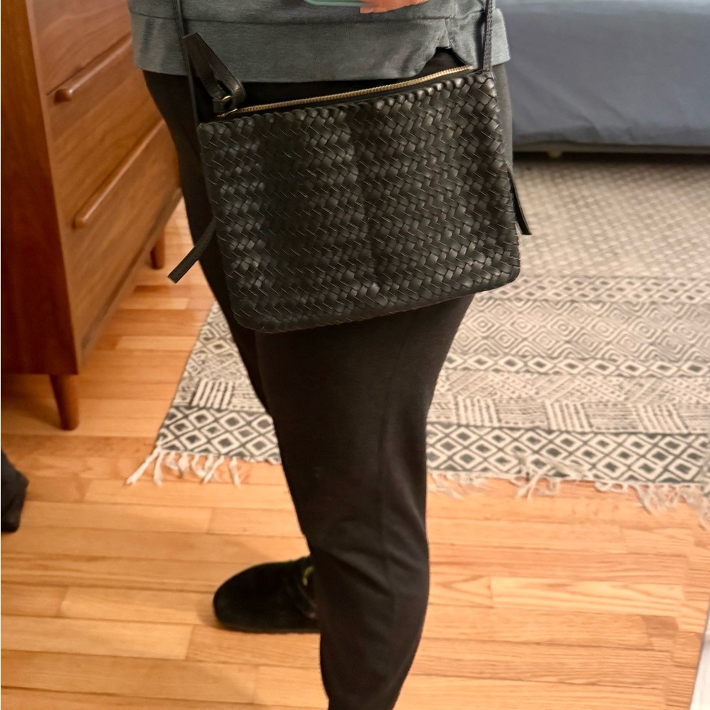 Madewell black leather cross body bag